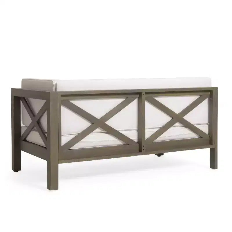 Christopher Knight Home George, set sezionale da esterno da 5 pezzi in legno di acacia con tavolino da caffè e cuscini