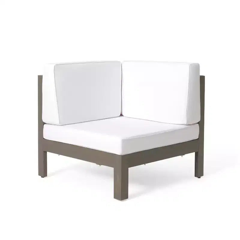 Christopher Knight Home George, set sezionale da esterno da 5 pezzi in legno di acacia con tavolino da caffè e cuscini