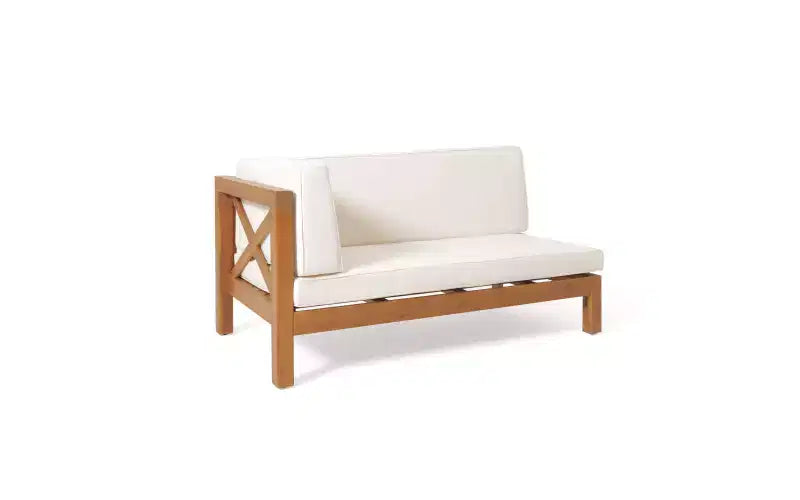 Christopher Knight Home George, set sezionale da esterno da 5 pezzi in legno di acacia con tavolino da caffè e cuscini