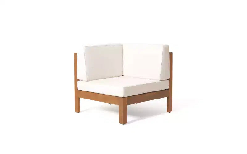 Christopher Knight Home George, set sezionale da esterno da 5 pezzi in legno di acacia con tavolino da caffè e cuscini