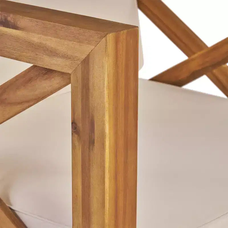 Christopher Knight Home George, set sezionale da esterno da 5 pezzi in legno di acacia con tavolino da caffè e cuscini