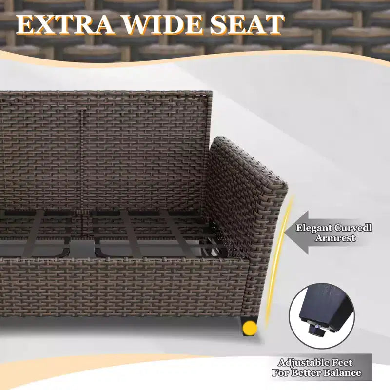 EAGLE PEAK Ocean Vista, divanetto da esterno in vimini a 3 pezzi, set divanetto conversazione in vimini variegato con pouf