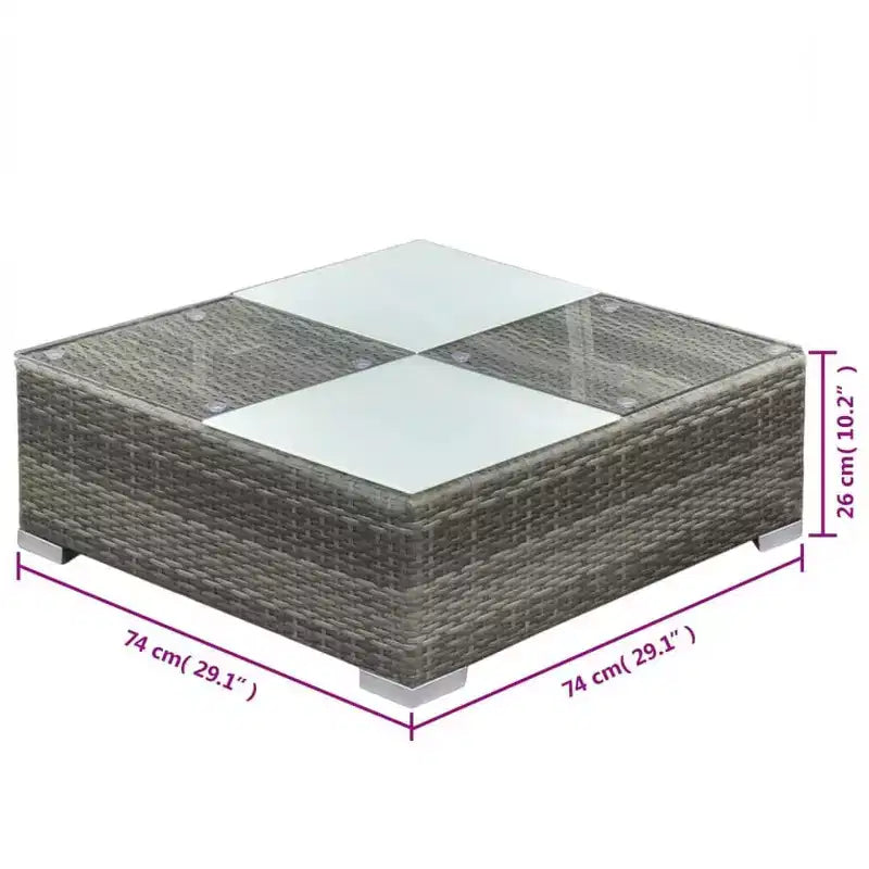 vidaXL Set Lounge da Esterno 5 Pezzi - Polyrattan, Grigio, con Cuscini, Fodere Rimovibili e Tavolino da Caffè - Perfetto per Bordo Piscina, Giardino, Cortile