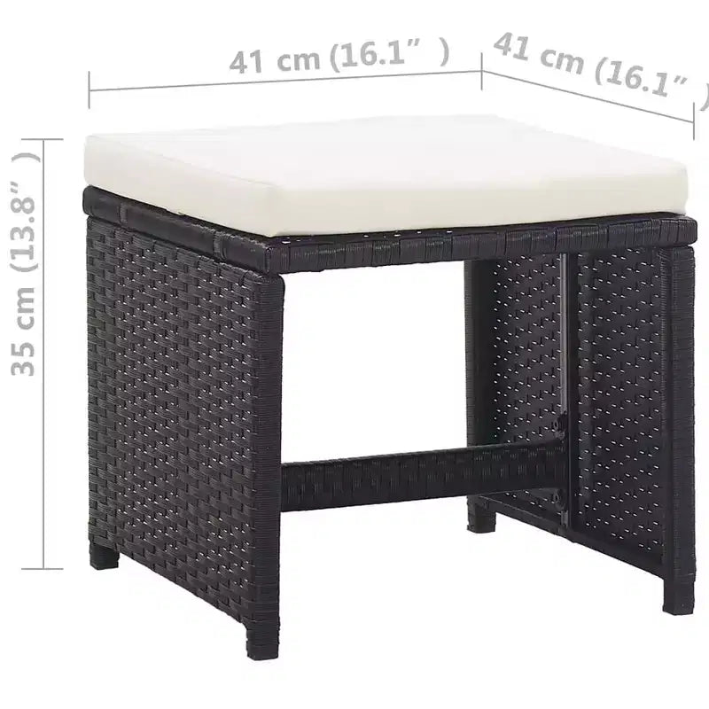 vidaXL Set da Pranzo da Giardino 13 pz con Cuscini in Polirattan Nero