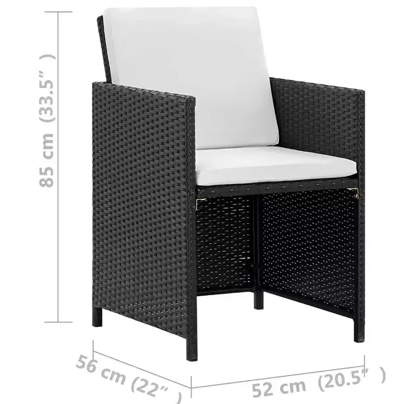 vidaXL Set da Pranzo da Giardino 13 pz con Cuscini in Polirattan Nero