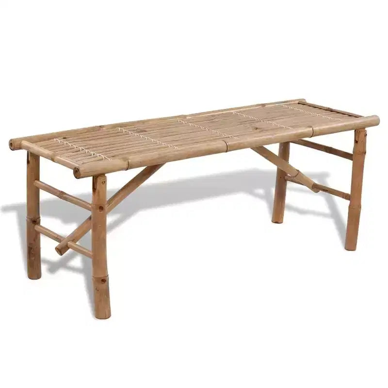 vidaXL Set 3 Pezzi Panca Tavolo da Picnic in Bambù - Mobili Pieghevoli da Giardino per Esterni - Tavolo Rettangolare e Panche Marroni