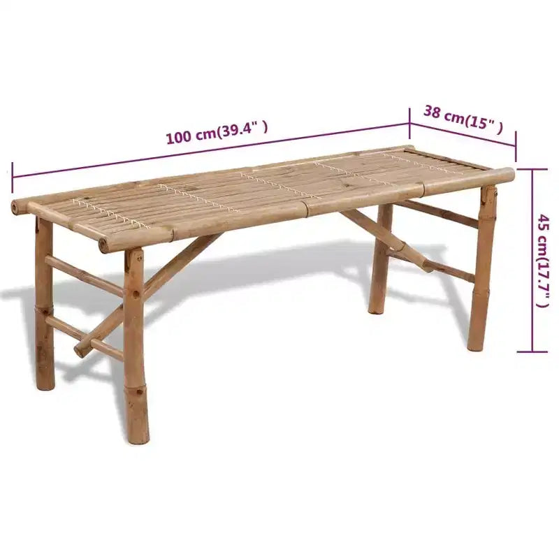vidaXL Set 3 Pezzi Panca Tavolo da Picnic in Bambù - Mobili Pieghevoli da Giardino per Esterni - Tavolo Rettangolare e Panche Marroni