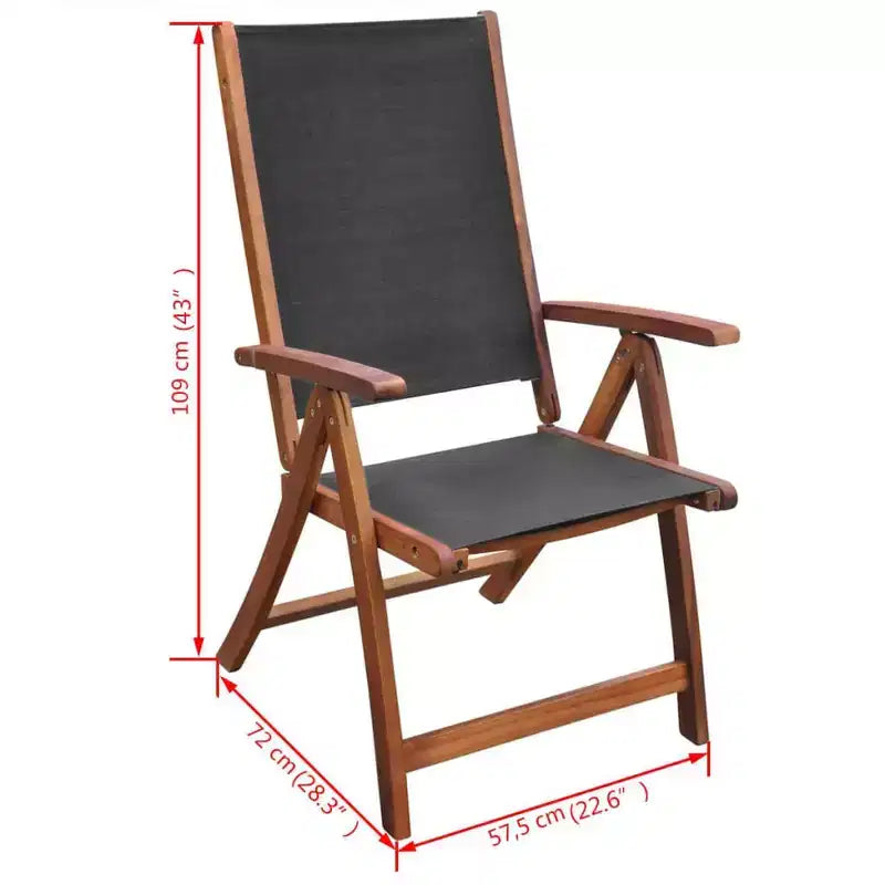 vidaXL Set mobili da giardino 9 pz in legno di acacia marrone pieghevole
