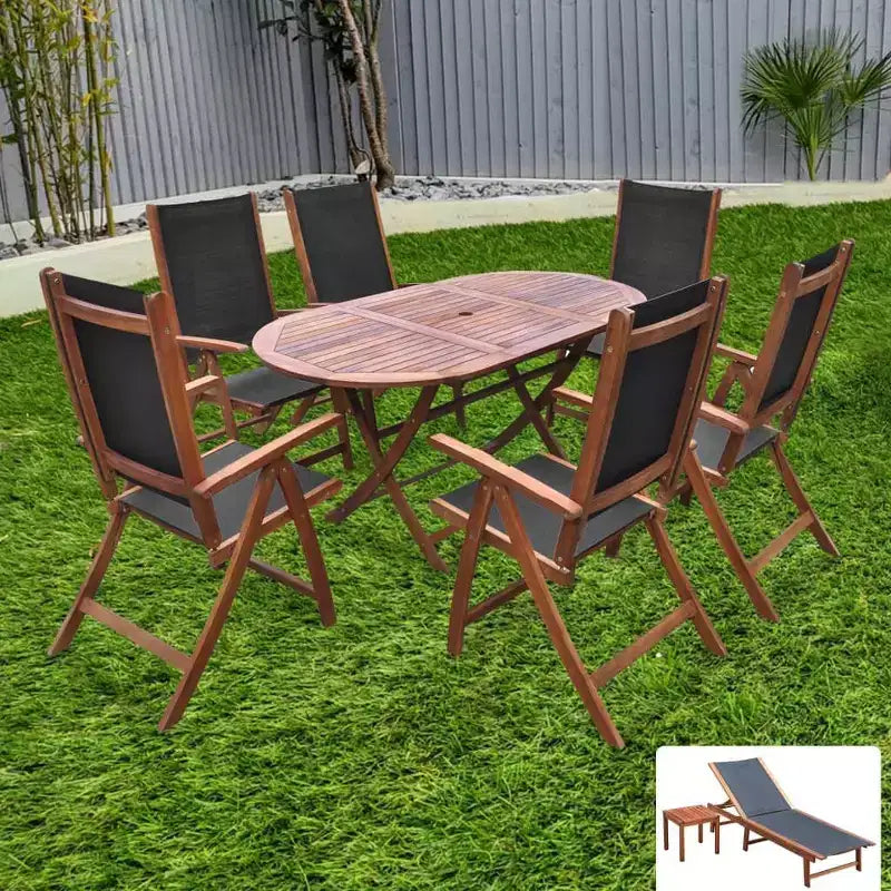 vidaXL Set mobili da giardino 9 pz in legno di acacia marrone pieghevole