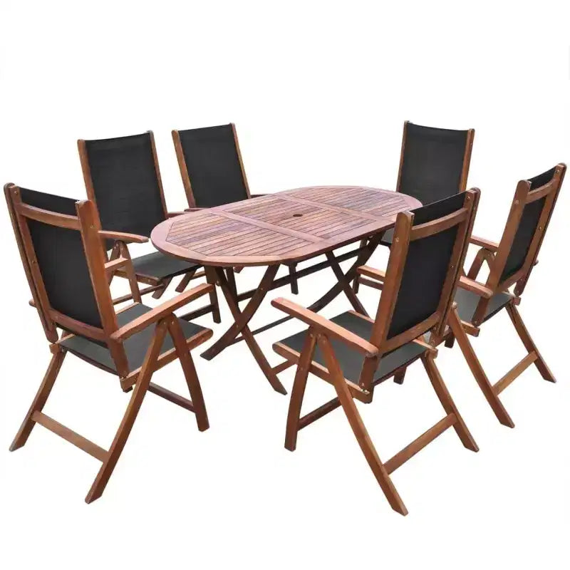 vidaXL Set mobili da giardino 9 pz in legno di acacia marrone pieghevole