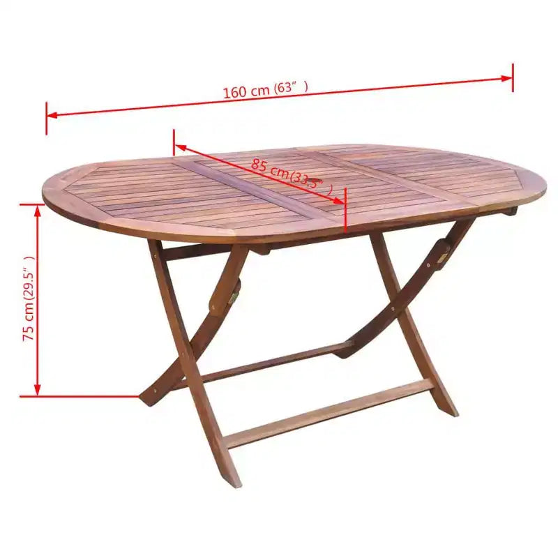 vidaXL Set mobili da giardino 9 pz in legno di acacia marrone pieghevole