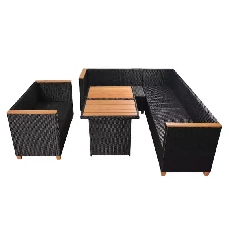 vidaXL Salotto da Giardino Set da 5 Pezzi in Polyrattan Nero e Bianco Crema