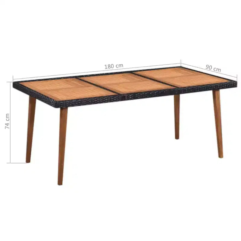 vidaXL Set da pranzo da esterno 9 pezzi in polyrattan - Nero e marrone - Include un grande tavolo da pranzo e 8 sedie - Mobili da esterno in stile retrò