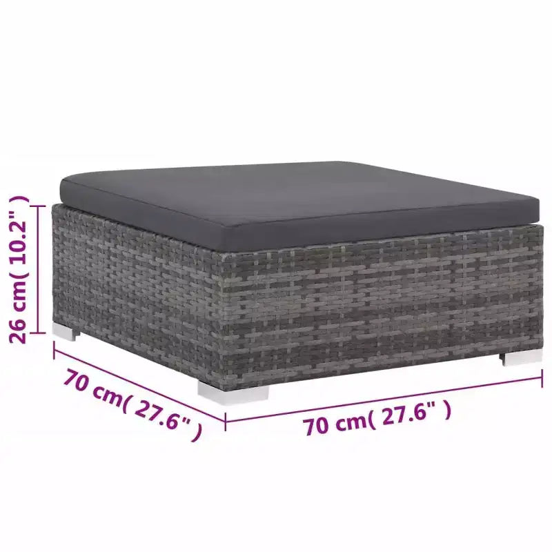 vidaXL Salotto da Giardino - Set Divano Sezionale a 6 Pezzi in Polyrattan Grigio con Tavolino e Pouf - Comoda Seduta da Esterno con Cuscini