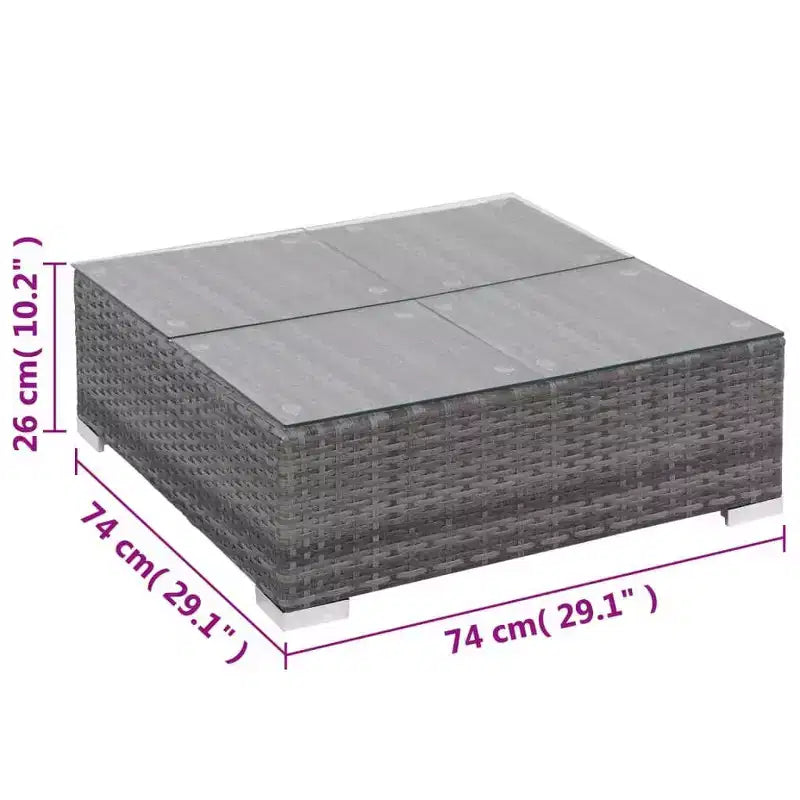 vidaXL Salotto da Giardino - Set Divano Sezionale a 6 Pezzi in Polyrattan Grigio con Tavolino e Pouf - Comoda Seduta da Esterno con Cuscini
