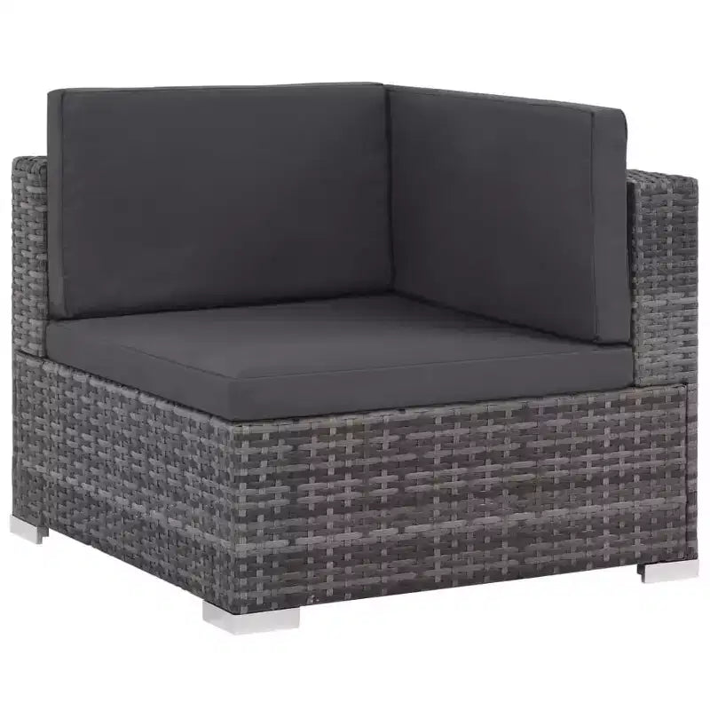 vidaXL Salotto da Giardino - Set Divano Sezionale a 6 Pezzi in Polyrattan Grigio con Tavolino e Pouf - Comoda Seduta da Esterno con Cuscini