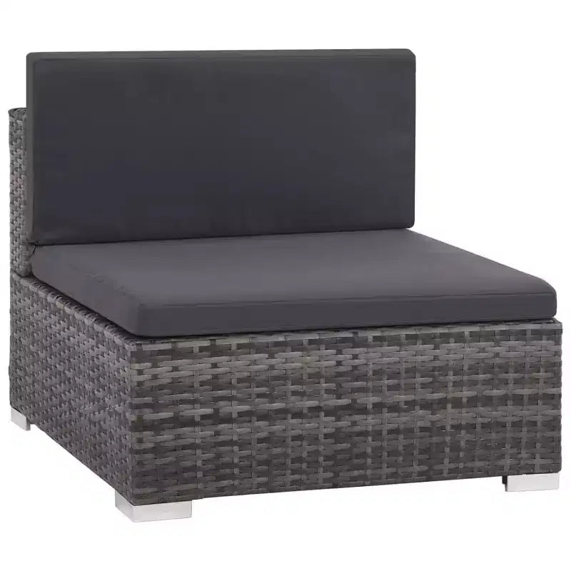 vidaXL Salotto da Giardino - Set Divano Sezionale a 6 Pezzi in Polyrattan Grigio con Tavolino e Pouf - Comoda Seduta da Esterno con Cuscini