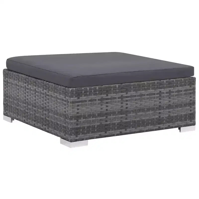 vidaXL Salotto da Giardino - Set Divano Sezionale a 6 Pezzi in Polyrattan Grigio con Tavolino e Pouf - Comoda Seduta da Esterno con Cuscini