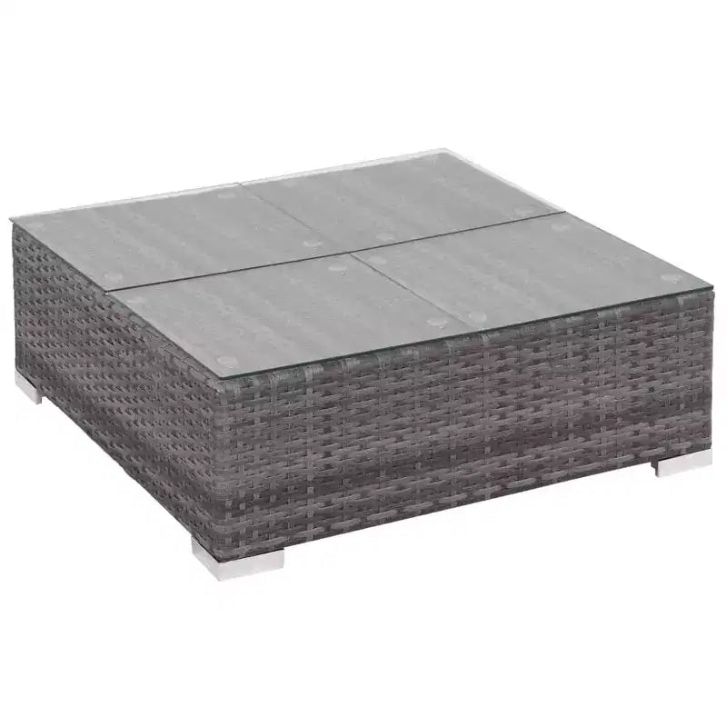 vidaXL Salotto da Giardino - Set Divano Sezionale a 6 Pezzi in Polyrattan Grigio con Tavolino e Pouf - Comoda Seduta da Esterno con Cuscini