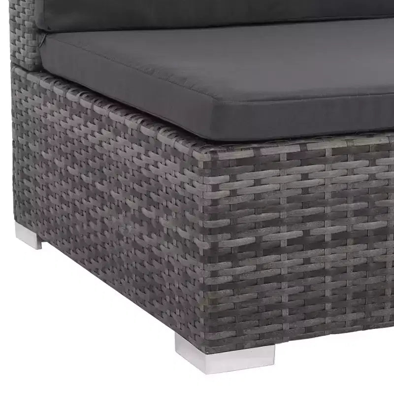 vidaXL Salotto da Giardino - Set Divano Sezionale a 6 Pezzi in Polyrattan Grigio con Tavolino e Pouf - Comoda Seduta da Esterno con Cuscini