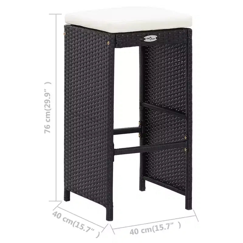 vidaXL Set Bar da Esterno 5 pz in Polirattan e Vetro Nero - Cuscini Comodi Inclusi - Facile da Montare - Adatto per Uso Esterno