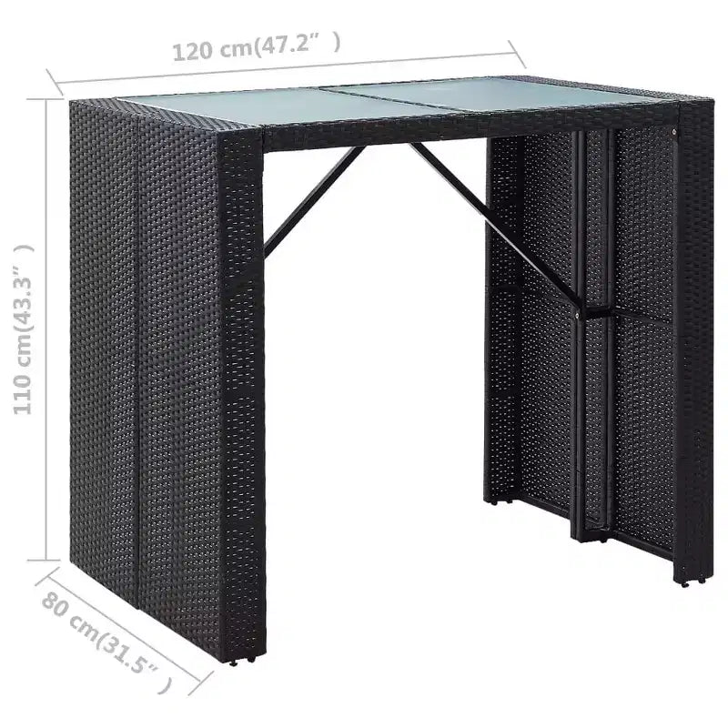 vidaXL Set Bar da Esterno 5 pz in Polirattan e Vetro Nero - Cuscini Comodi Inclusi - Facile da Montare - Adatto per Uso Esterno