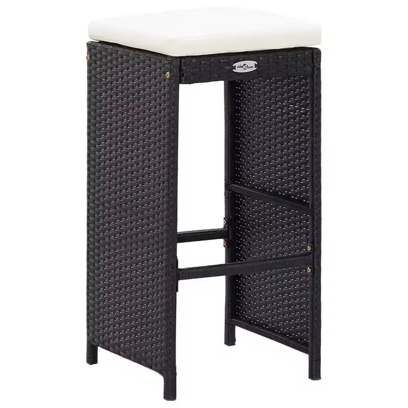 vidaXL Set Bar da Esterno 5 pz in Polirattan e Vetro Nero - Cuscini Comodi Inclusi - Facile da Montare - Adatto per Uso Esterno
