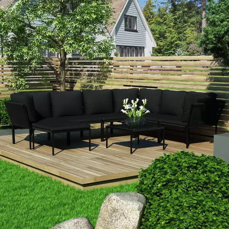 vidaXL Salotto da Giardino Nero e Antracite