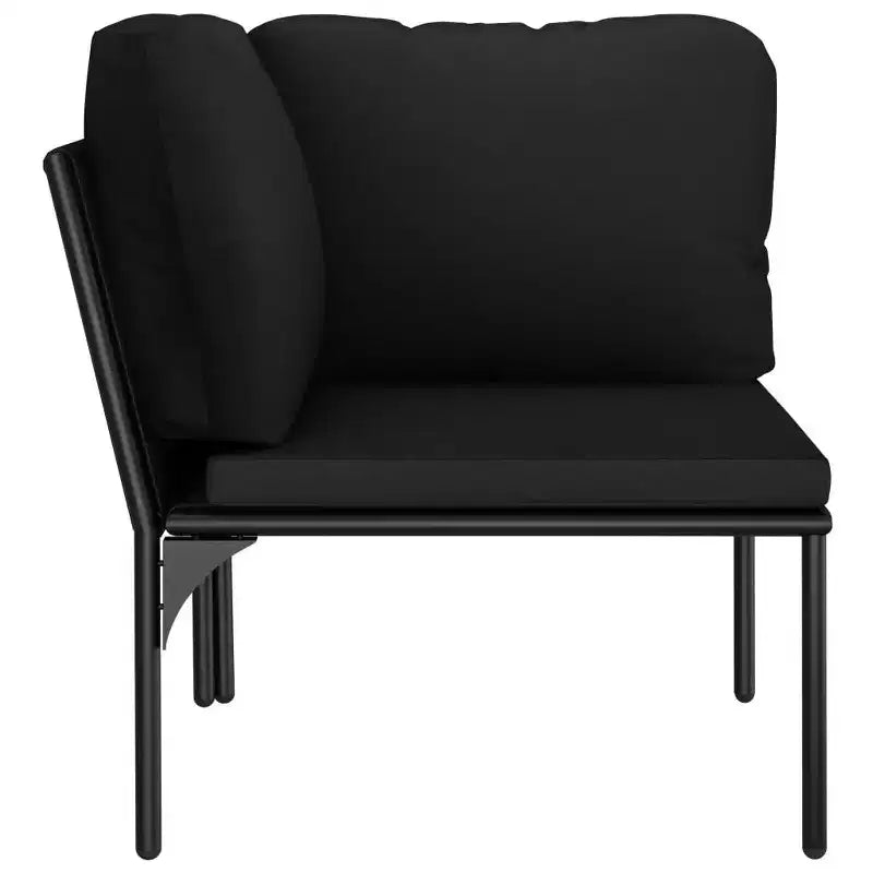 vidaXL Set da Salotto da Esterno a 6 Pezzi con Cuscini - Set di Mobili Modulari Neri in PVC con Telaio in Acciaio - Ideale per Giardino, Patio e Spazi Esterni