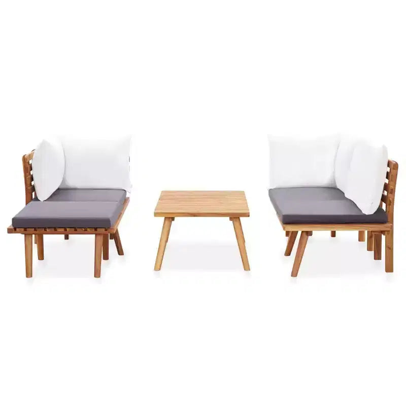 vidaXL Set Lounge da Giardino 5 Pezzi - Legno Massello di Acacia - Cuscini Sfoderabili e Lavabili - Da Assemblare - Perfetto per Giardino, Terrazza o Patio