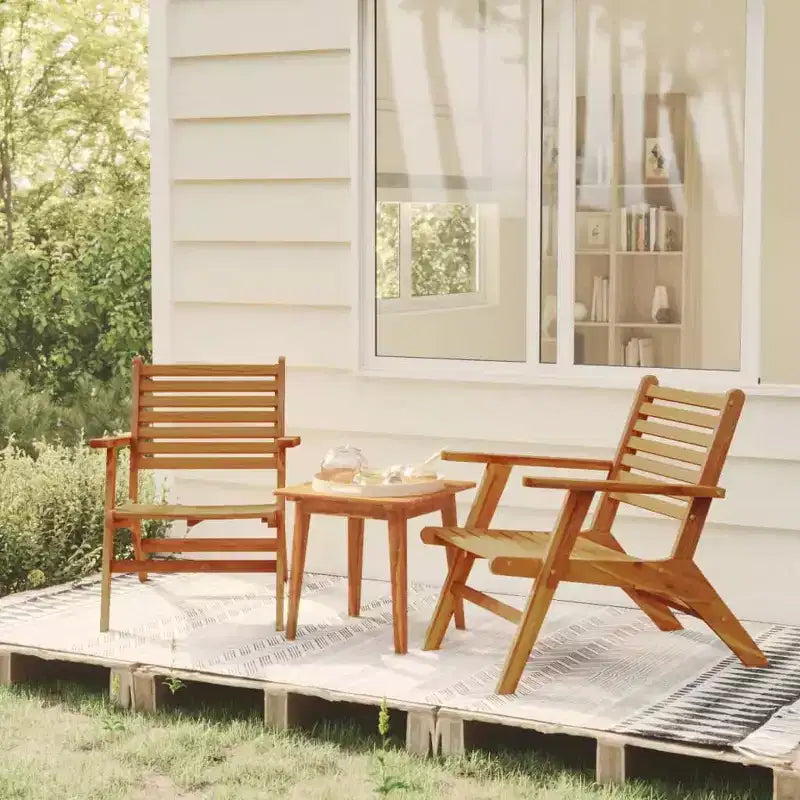 vidaXL Sedie da Giardino 2 pz in Legno Massello di Acacia - Sedie da Pranzo in Legno Marrone - Resistenti e Facili da Pulire - Sedie Relax per Giardino, Patio, Terrazza.
