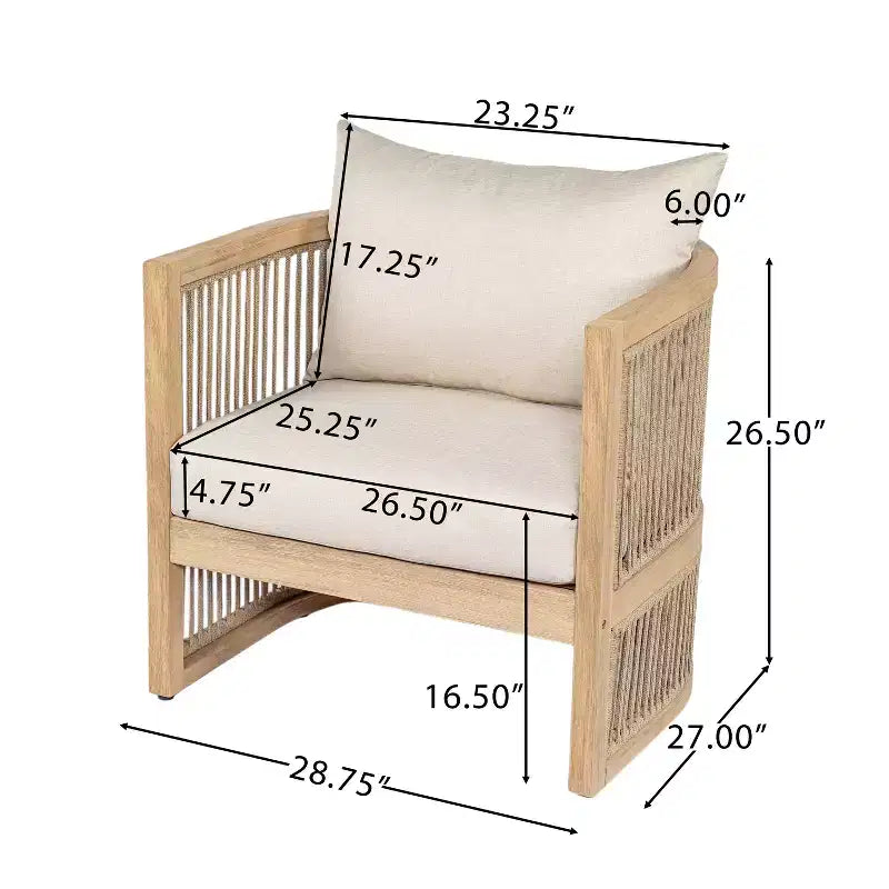 Christopher Knight Home Capheny Salotto da esterno boho 3 pezzi in legno di acacia e corda intrecciata con tavolino laterale in cemento leggero