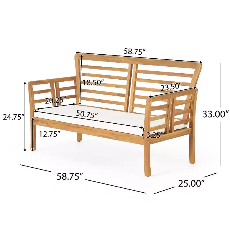 GDFStudio Laurier Set da Salotto da Esterno a 4 Posti in Legno di Acacia con Cuscini