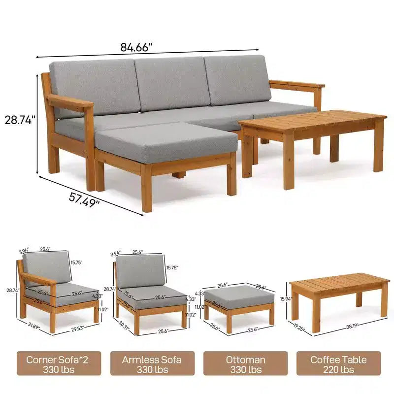 Divano Sezionale da Esterno a 5 Pezzi Karl Home Patio