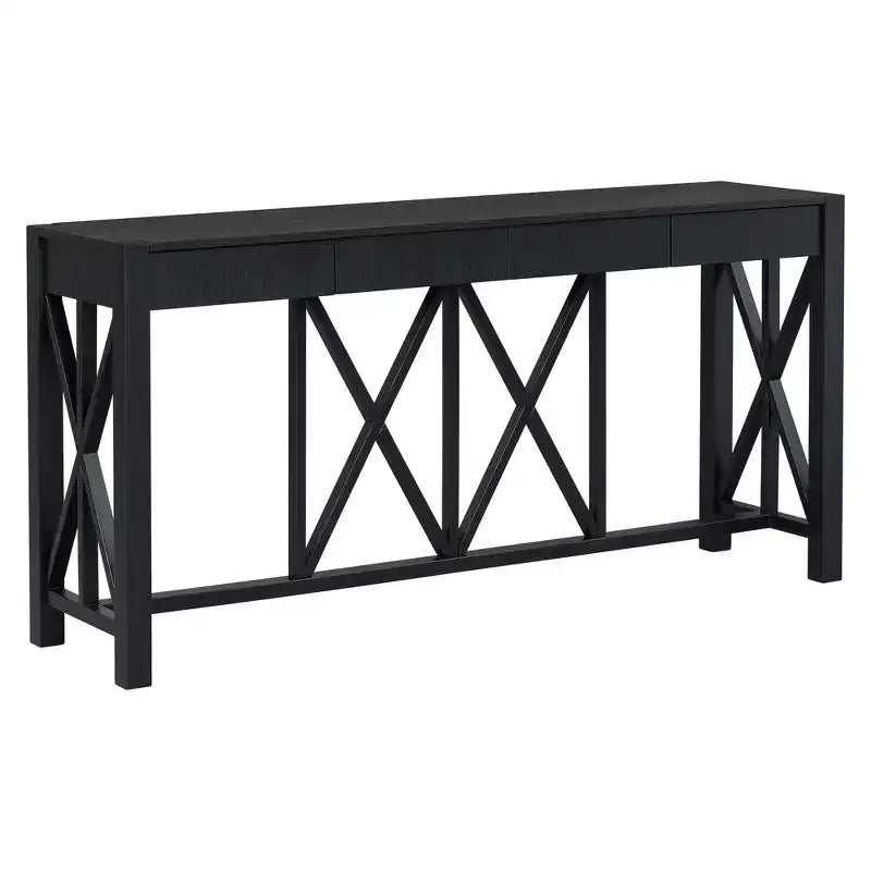 Tavolo Consolle Crisscross con 4 Cassetti, Beige / Nero / Grigio / Blu Scuro, 1 pezzo