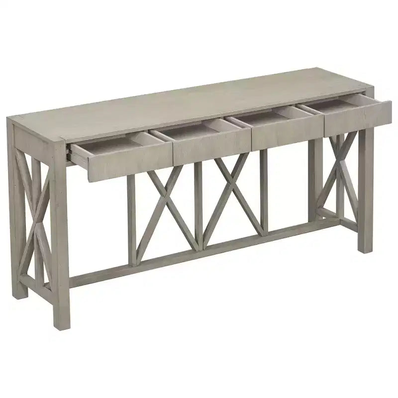 Tavolo Consolle Crisscross con 4 Cassetti, Beige / Nero / Grigio / Blu Scuro, 1 pezzo
