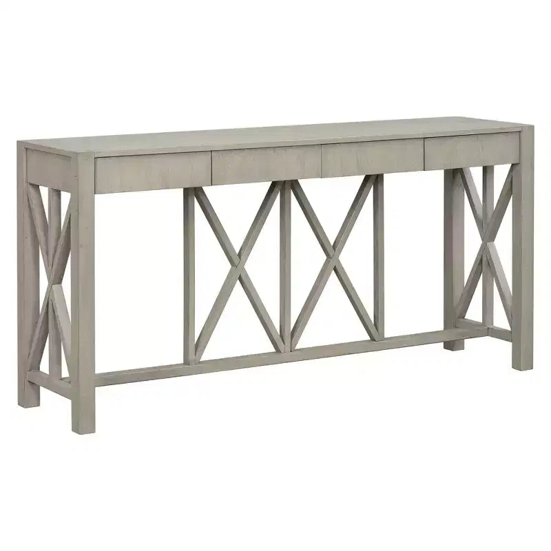 Tavolo Consolle Crisscross con 4 Cassetti, Beige / Nero / Grigio / Blu Scuro, 1 pezzo