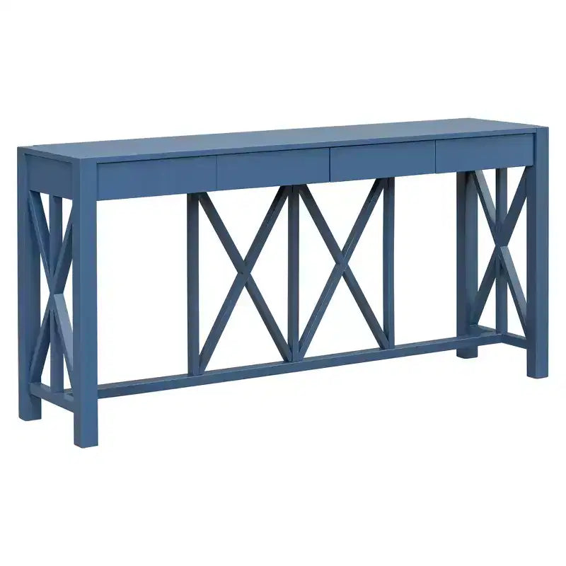 Tavolo Consolle Crisscross con 4 Cassetti, Beige / Nero / Grigio / Blu Scuro, 1 pezzo