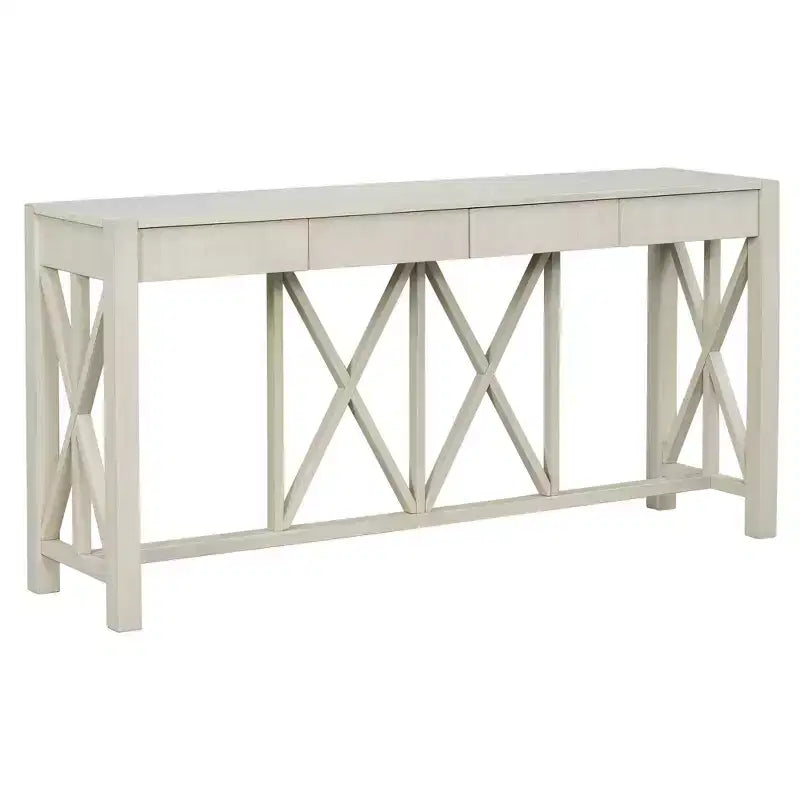 Tavolo Consolle Crisscross con 4 Cassetti, Beige / Nero / Grigio / Blu Scuro, 1 pezzo