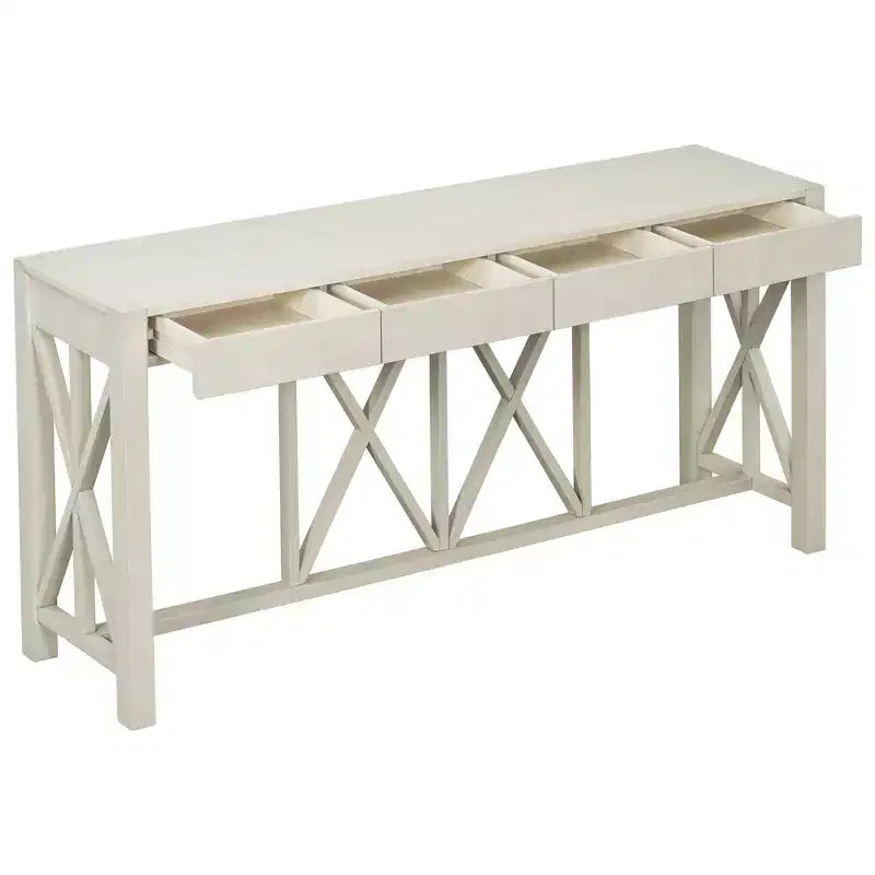 Tavolo Consolle Crisscross con 4 Cassetti, Beige / Nero / Grigio / Blu Scuro, 1 pezzo