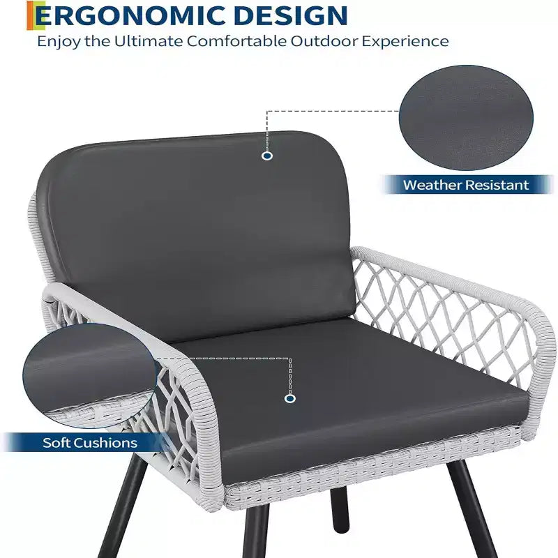 Set di 4 sedie da pranzo per esterni GustoWave con cuscini per interni, giardino, balcone, terrazza, cortile