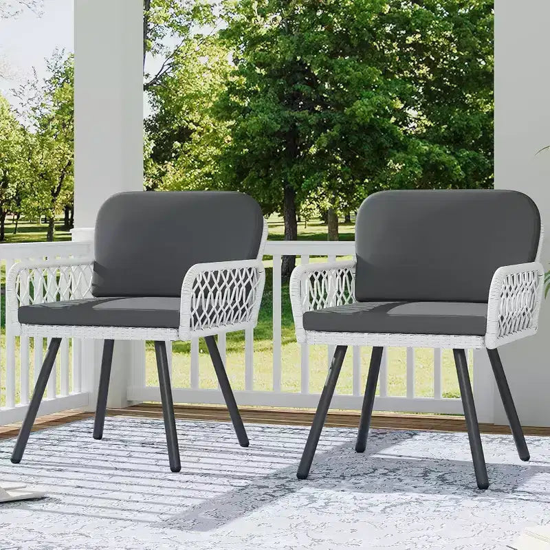 Set di 4 sedie da pranzo per esterni GustoWave con cuscini per interni, giardino, balcone, terrazza, cortile