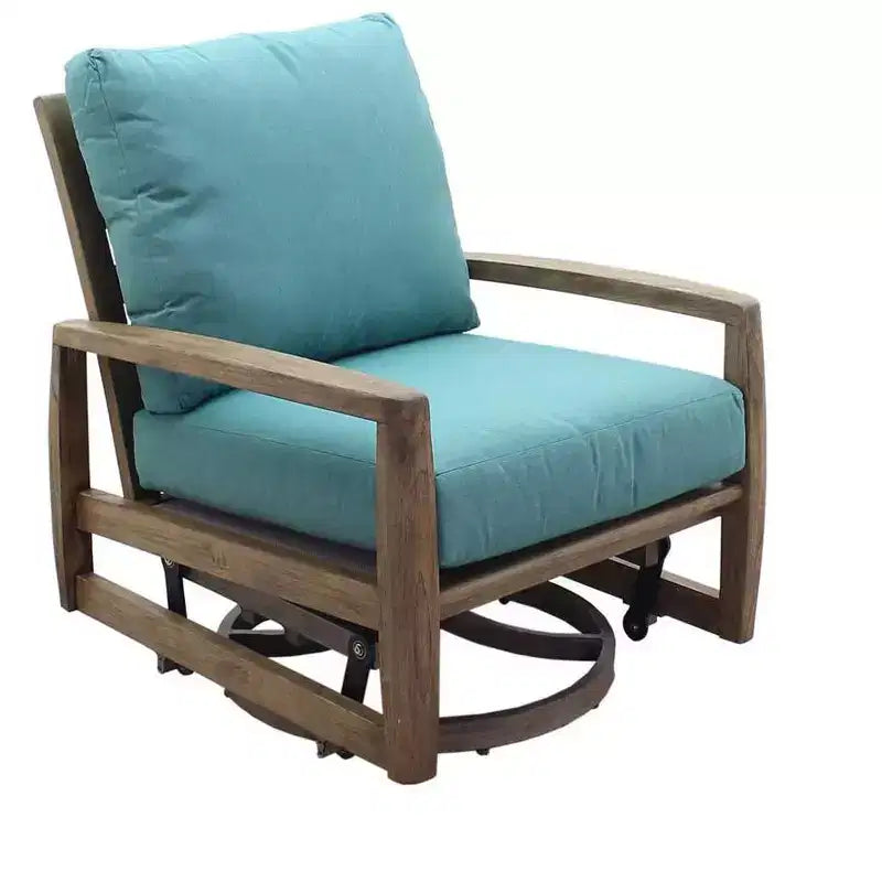 Set salotto da esterno 3 pezzi con movimento Courtyard Casual Avalon in Teak FSC include: Due Poltrone Girevoli e un Tavolino Quadrato