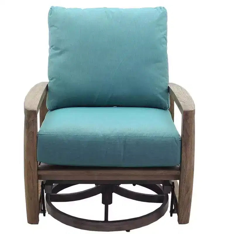 Set salotto da esterno 3 pezzi con movimento Courtyard Casual Avalon in Teak FSC include: Due Poltrone Girevoli e un Tavolino Quadrato