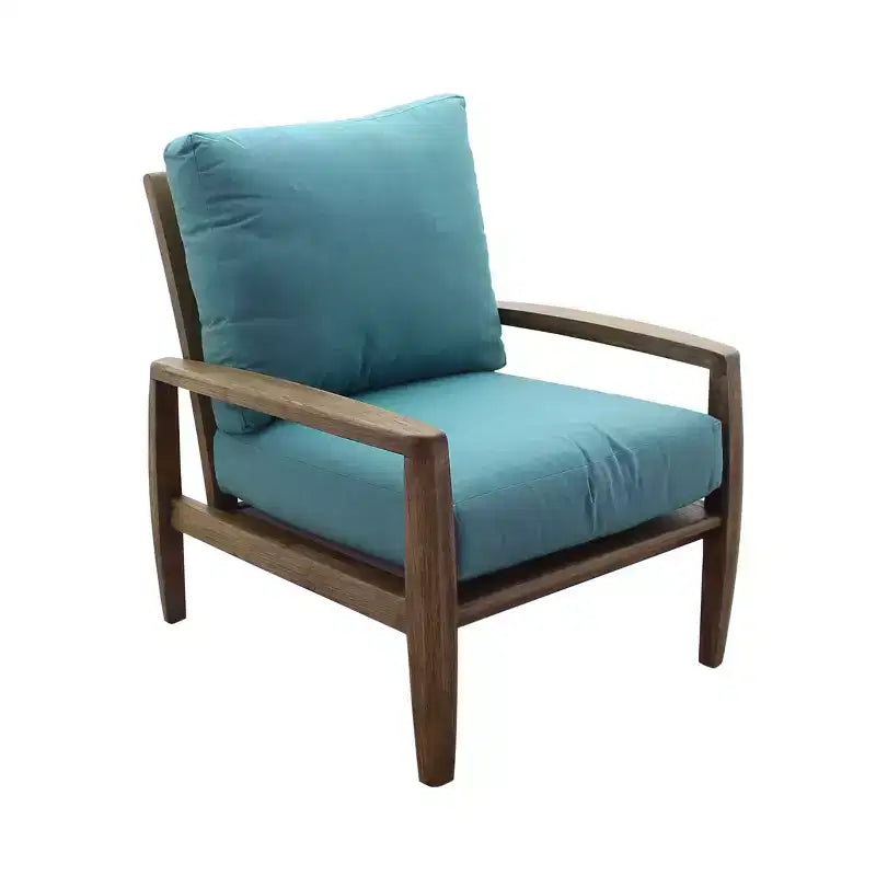 Set 2 pz di poltrona club e pouf Courtyard Casual Avalon in teak certificato FSC
