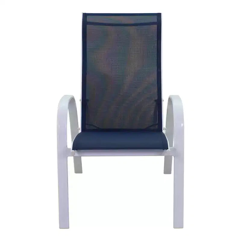 Set 5 pz con sedie reclinabili da esterno Courtyard Casual Santa Fe con poggiapiedi Comprende due sedie reclinabili in tessuto a rete e due poggiapiedi in tessuto a rete e un tavolino
