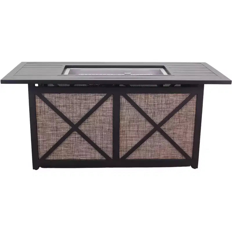 Set da 5 pezzi con tavolo fuoco rettangolare e sedie a dondolo girevoli in vimini Courtyard Casual Santa Fe Include un tavolo fuoco rettangolare e quattro sedie a dondolo girevoli in vimini