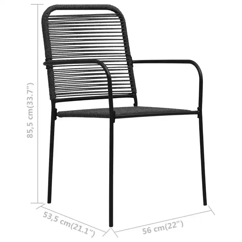 vidaXL Set da Pranzo da Giardino 7/9 Pezzi in Corda di Cotone e Acciaio Nero da Esterno