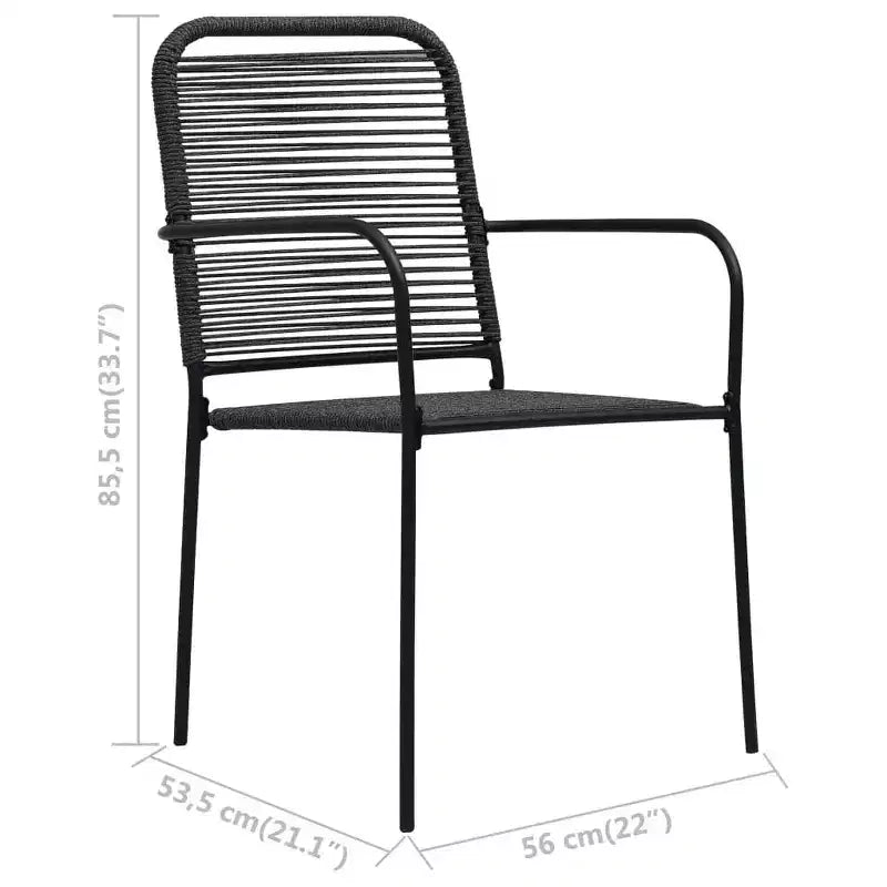 vidaXL Set da Pranzo da Giardino 7/9 Pezzi in Corda di Cotone e Acciaio Nero da Esterno