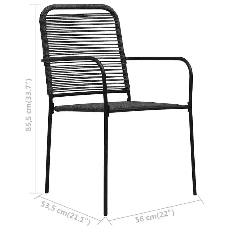 vidaXL Set da pranzo da giardino 5/7 pezzi, in corda di cotone e acciaio, nero per patio esterno